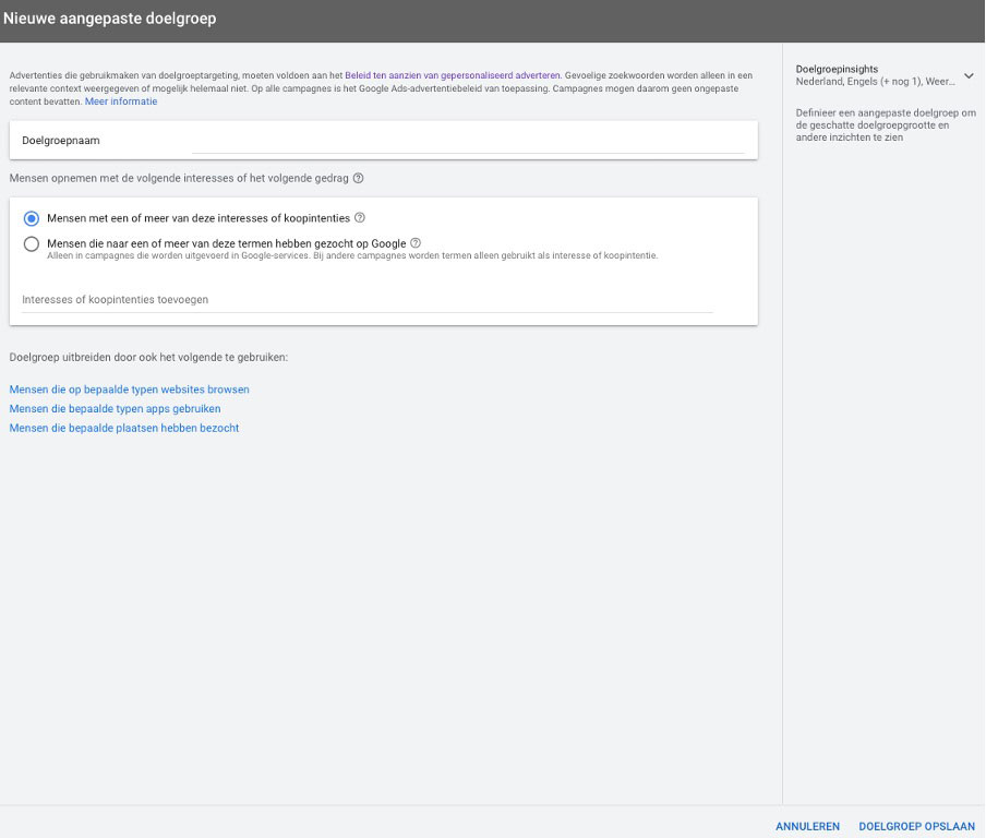 Nieuwe mogelijkheden custom audiences binnen Google Ads
