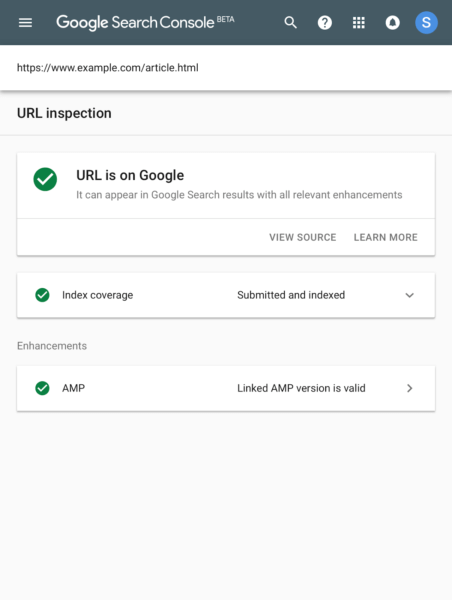 Google URL inspectietool