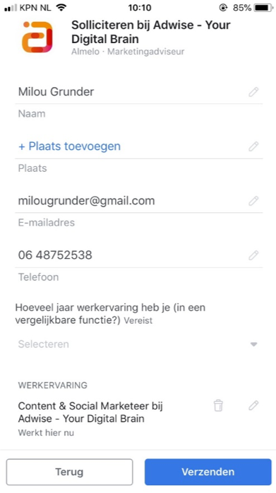 Facebook solliciteren