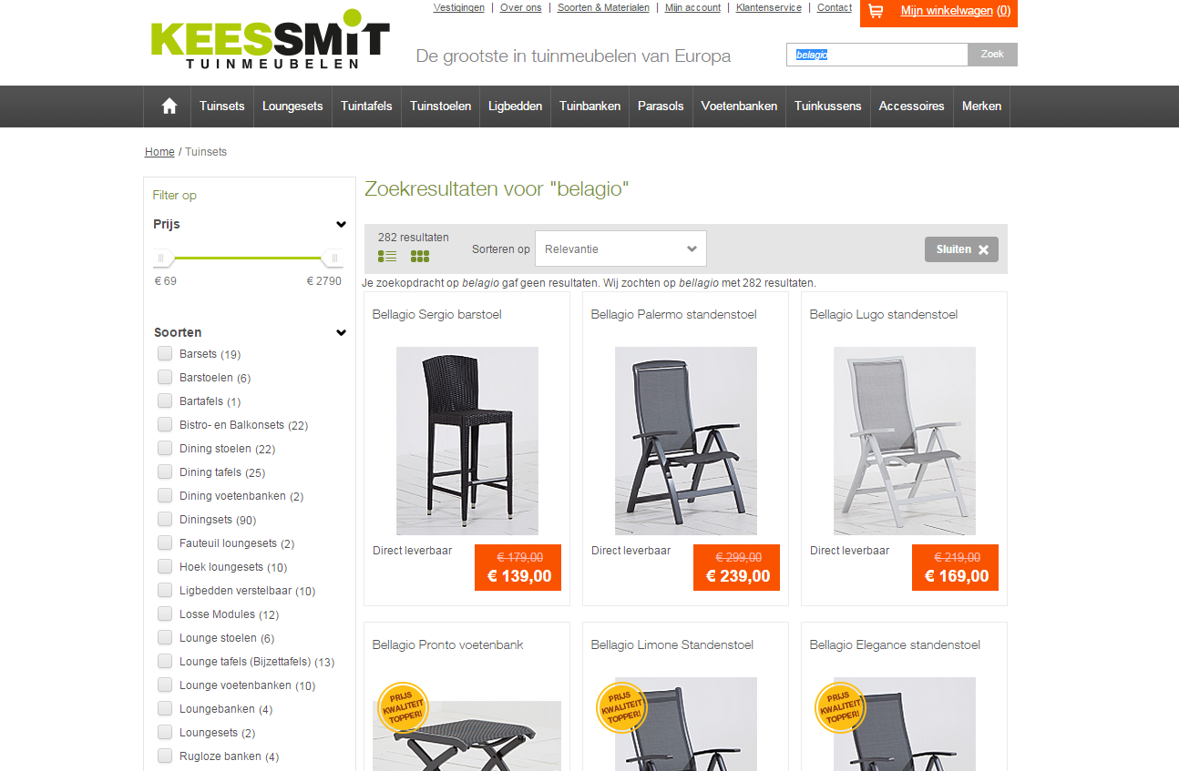 Door de nieuwe zoekfunctie nam de gebruikservaring tijdens het zoeken sterk toe