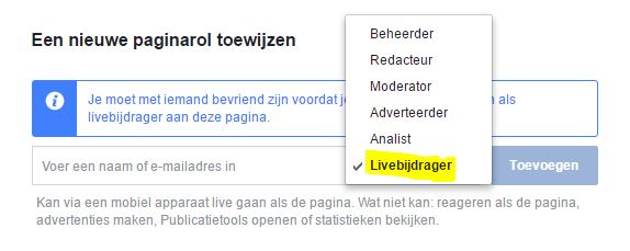 Facebook livebijdrager