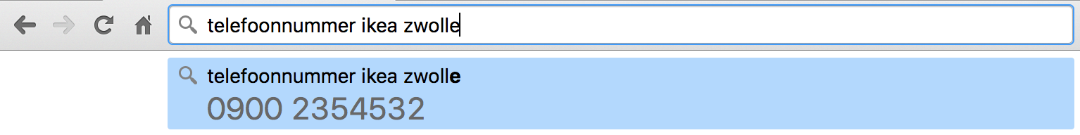 Adresbalk Chrome Telefoonnummer