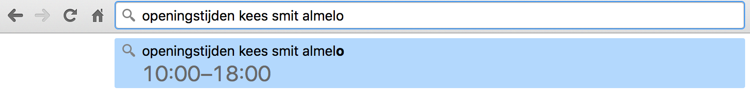 Adresbalk Chrome openingstijden